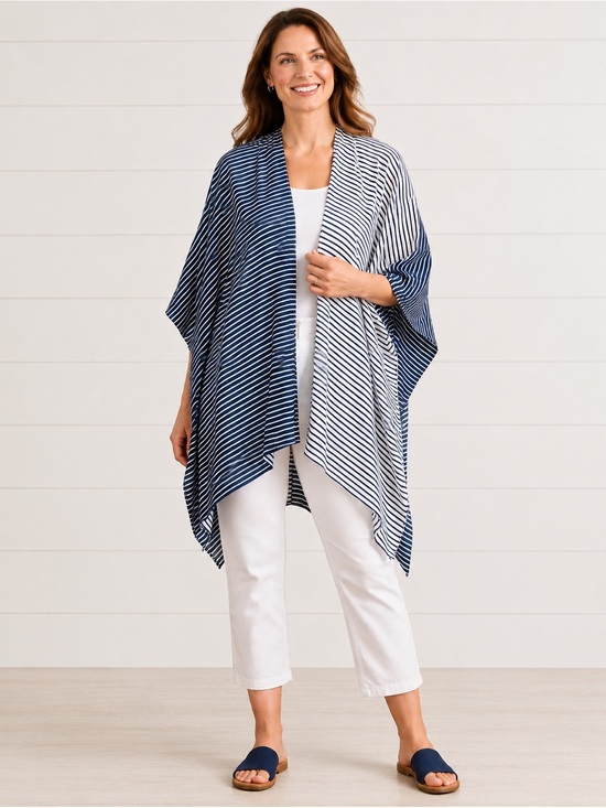 Lands' End Other - LANDS END Striped Kimono Cover-Up in Navy & White